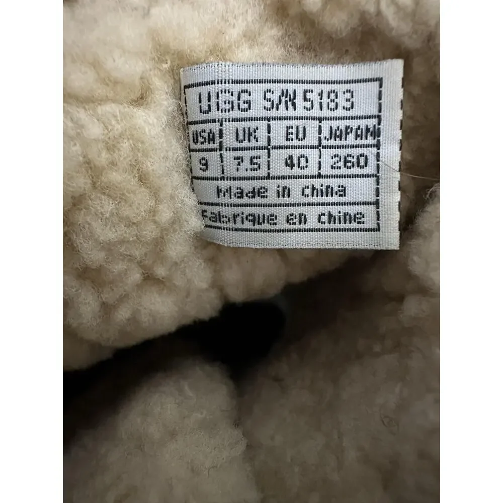 UGG Shearling Boots Kona Womens Size 9 Brown Suede Mid Calf Toggle Sheepskin